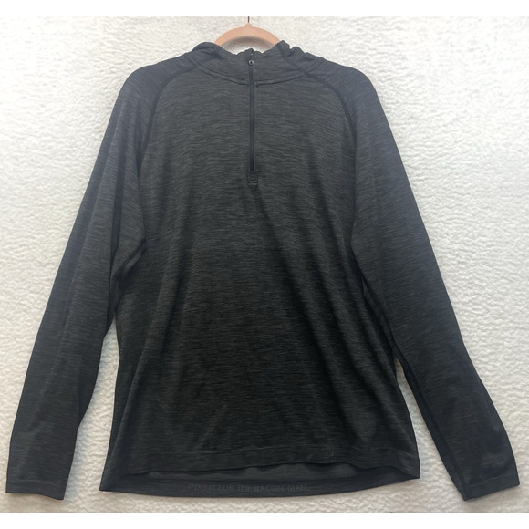 Lululemon Shirt Mens Medium Gray Metal Vent Tech Hoodie 1/4 Zip Pullover Workout - Picture 1 of 11
